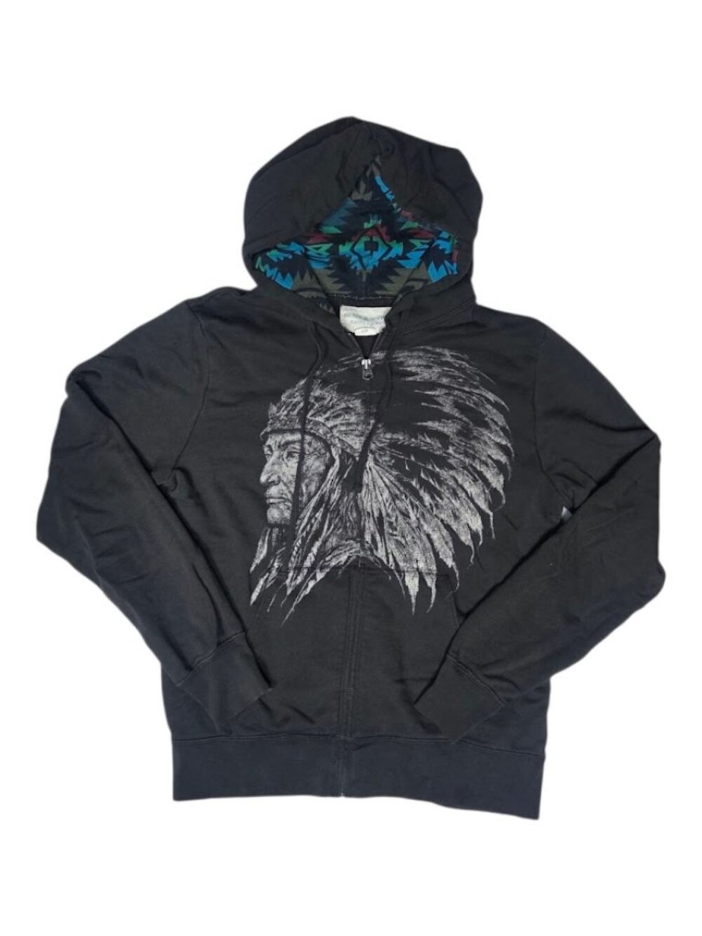 Ralph Lauren Denim & Supply Native American Chief Graphic Zip Hoodie Size M